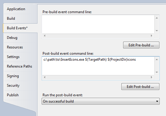 Post-Build event in Visual Studio