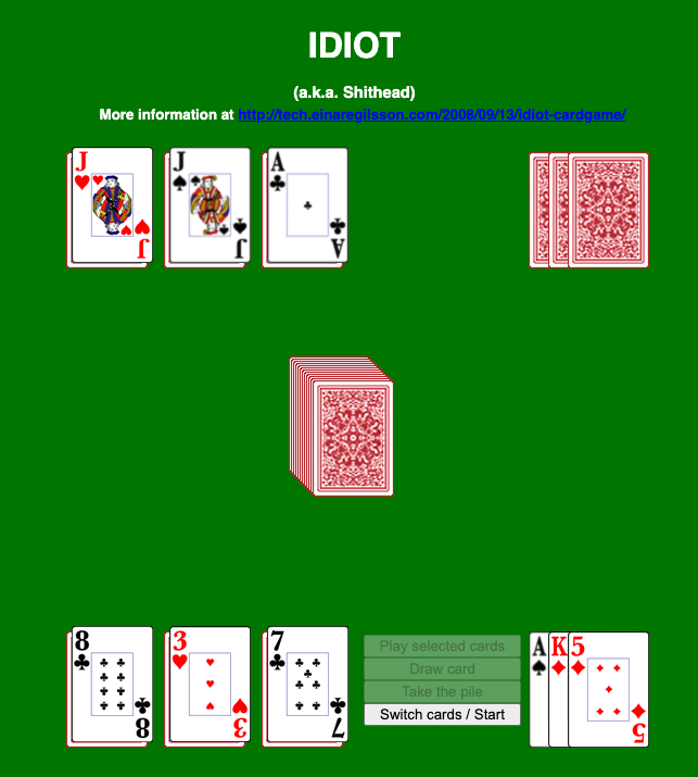 Screenshot of Idiot game, first version